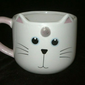 White & Pink 3 D Unicorn Kitty Cat Coffee Tea Mug